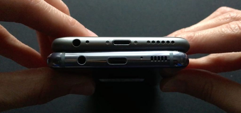 Size comparison: Samsung Galaxy S8 and iPhone 6S