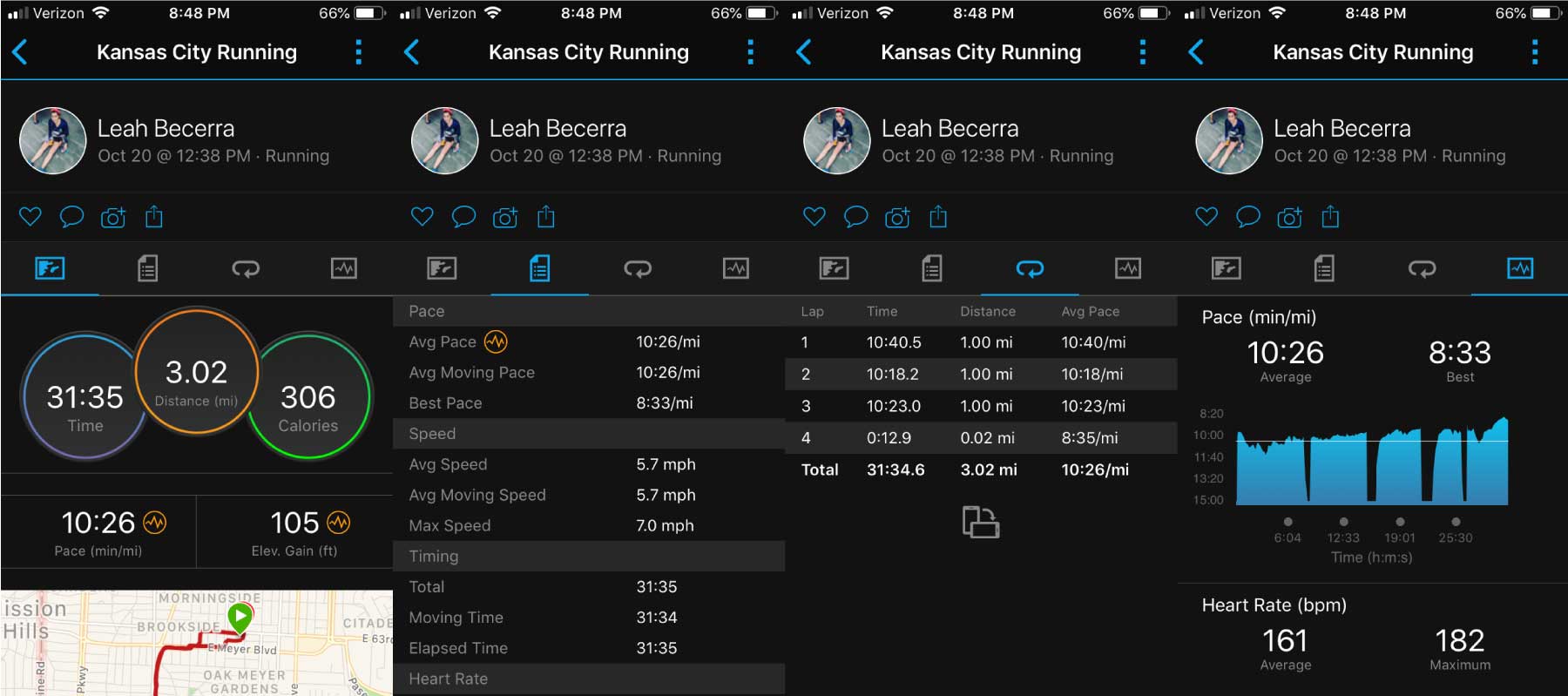 Garmin Connect app activity